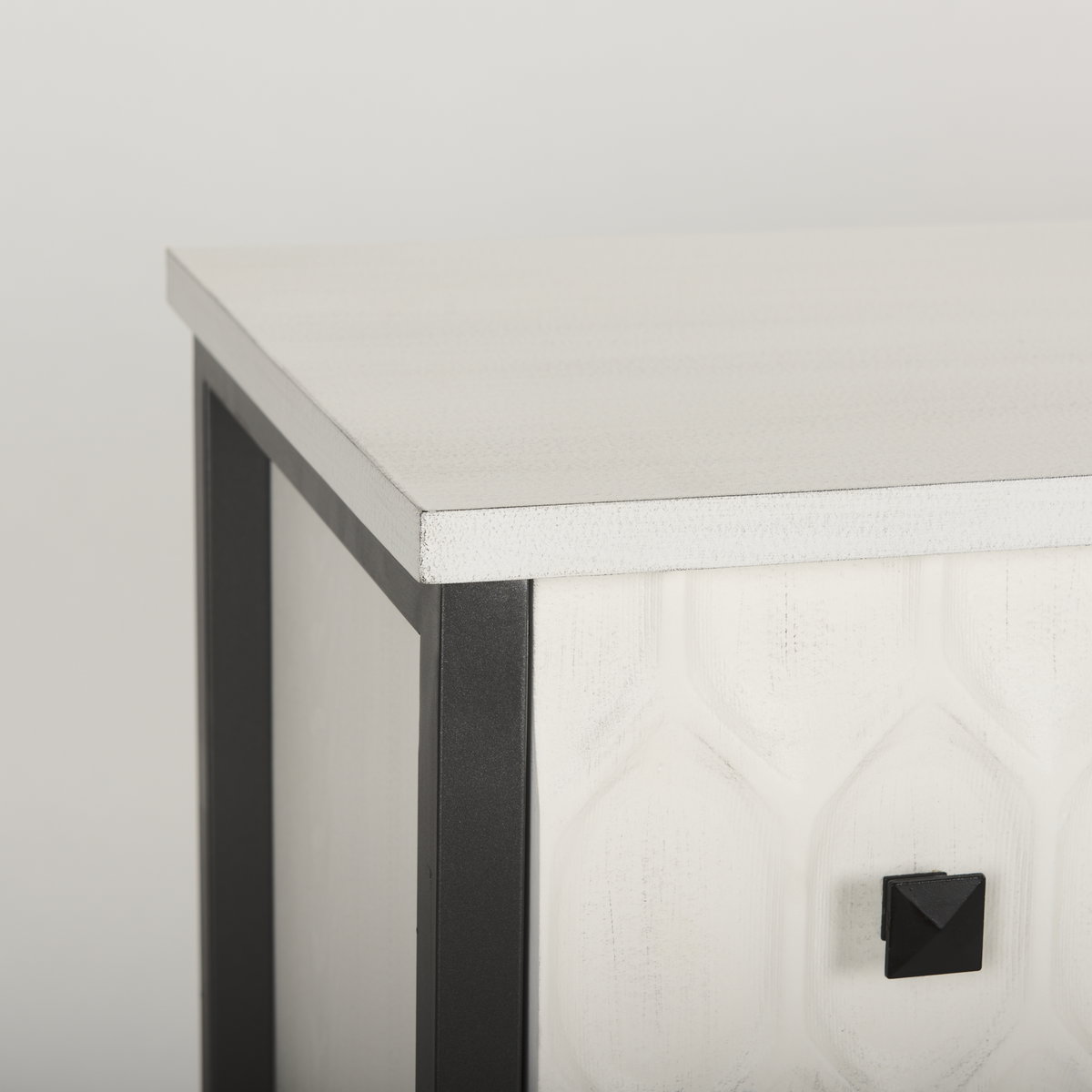 Savannah White Fir Veneer with Gray Metal 6-Drawer Sideboard, Sideboards & Buffet by Mercana, 62.6" length x 15.75" width x 31.5" height View 9