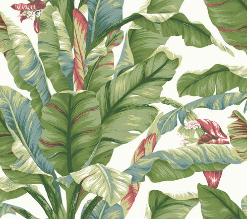 Banana Leaf White & Green Peel & Stick Wallpaper