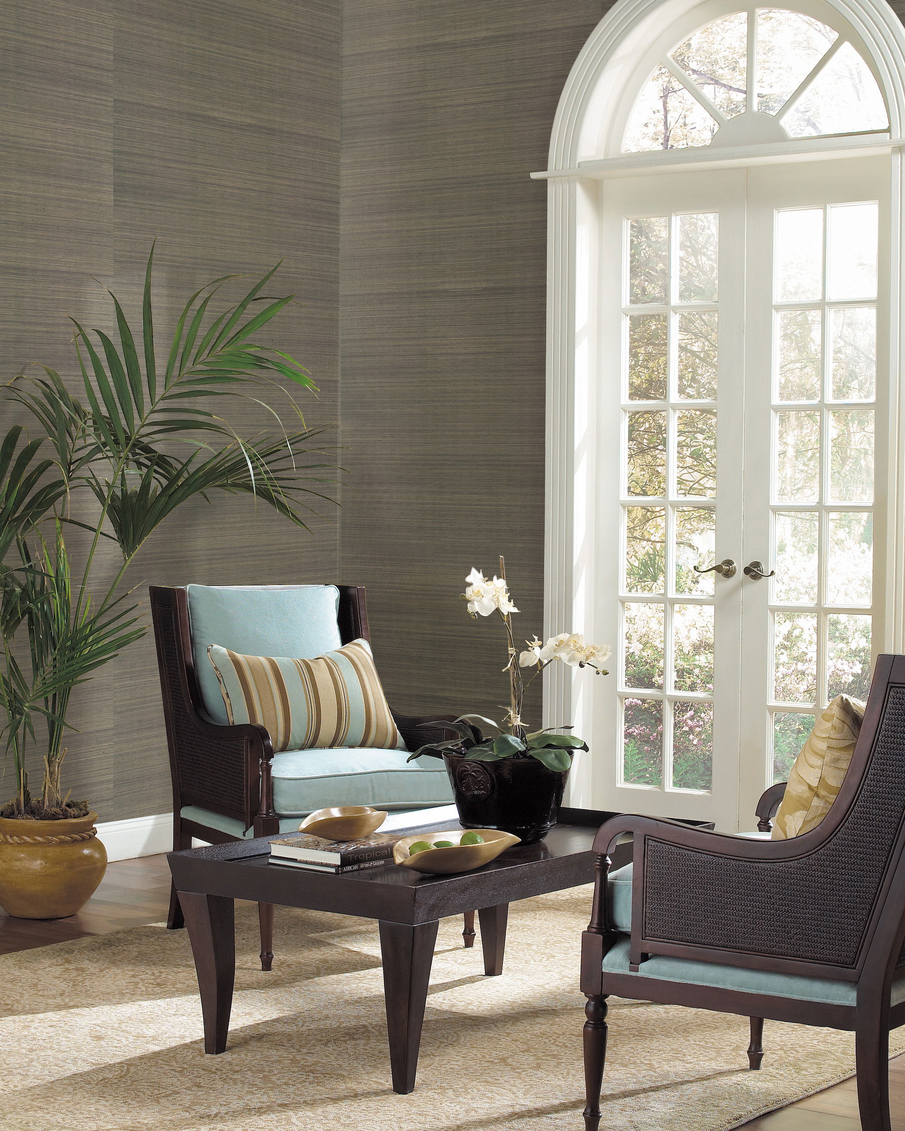 Sisal Grasscloth Silver Metallic Wallpaper large image 