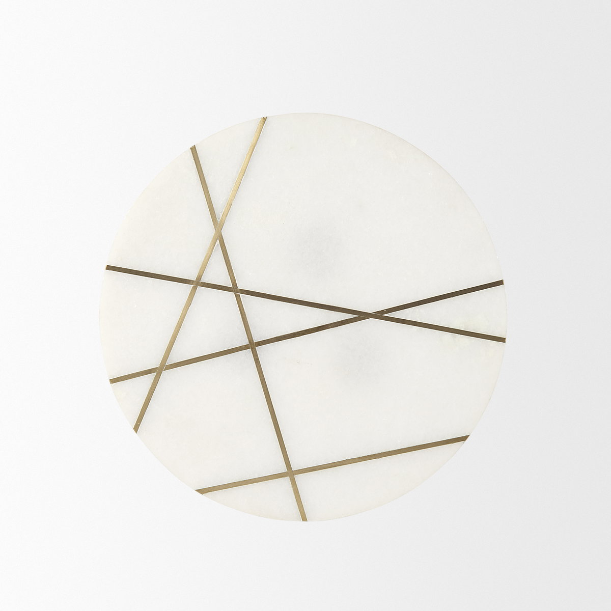 Vivienne   White Marble with Antique Gold Metal Round Small Side Table, Side & End Table by Mercana, 16" length x 16" width x 19" height View 6