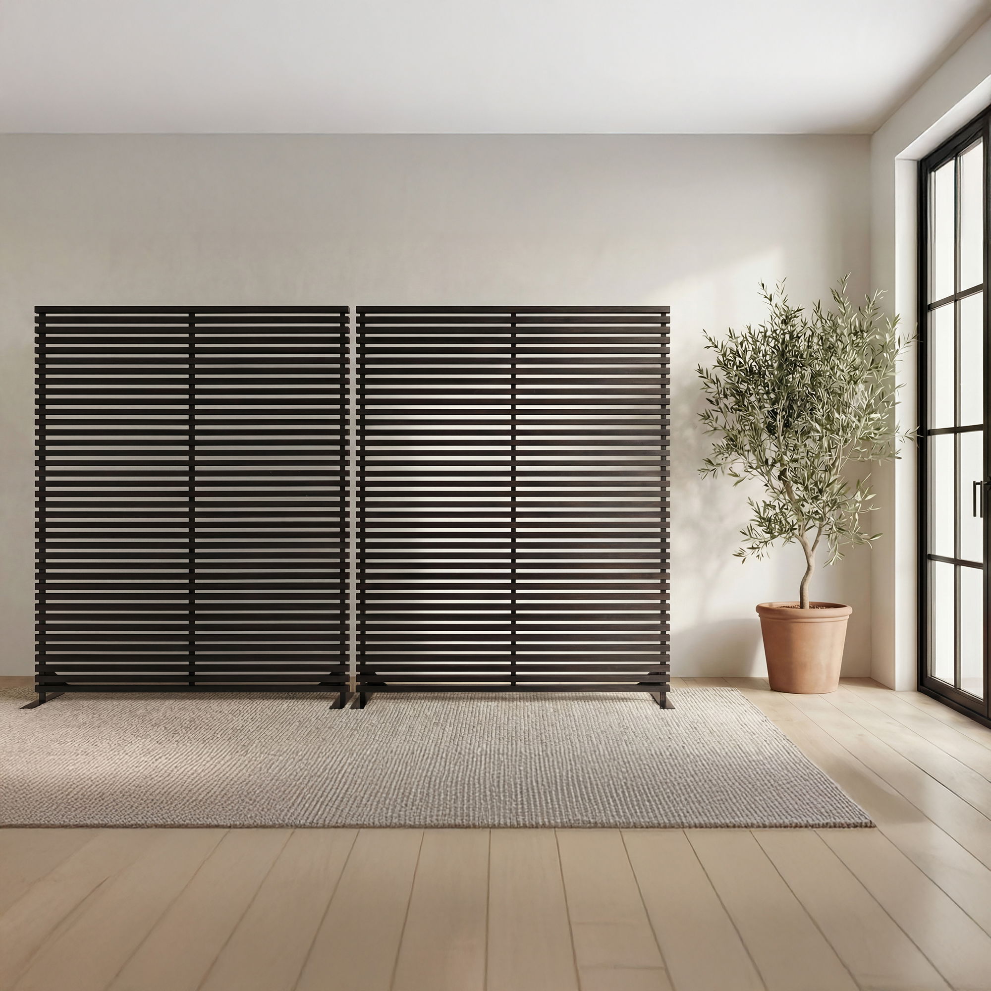 Damani Screen Black, Room Divider by Moe's Home, 119" width x 72" height x 3" depth View 5