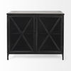 Poppy III 40L x 16W Black Metal With Glass Door Accent Cabinet, Cabinets & Chest by Mercana, 40.25" length x 16" width x 33" height thumbnail 3