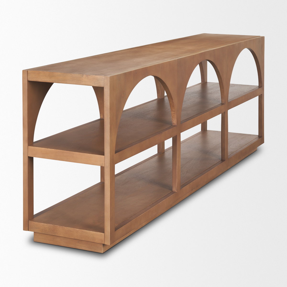 Bela 80' Medium Brown Wood Arched Console Table, by Mercana, 80" length x 16" width x 29" height View 8