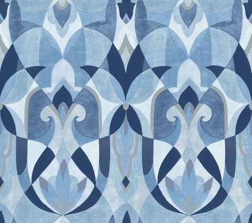 Malta Blue & Silver Wallpaper