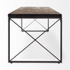 Trestman III 66L x 18W Brown Wood Top with Black Iron Base Accent Bench, Benche by Mercana, 66" length x 17.75" width x 16.75" height thumbnail 6