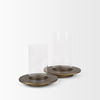 Vivian Gold Metal and Glass Hurricane Candle Holder (Set of 2) thumbnail 3