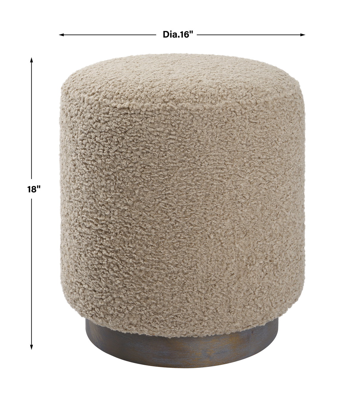 Avila Latte Round Ottoman, by Uttermost, 16" width x 18" height x 16" depth View 3