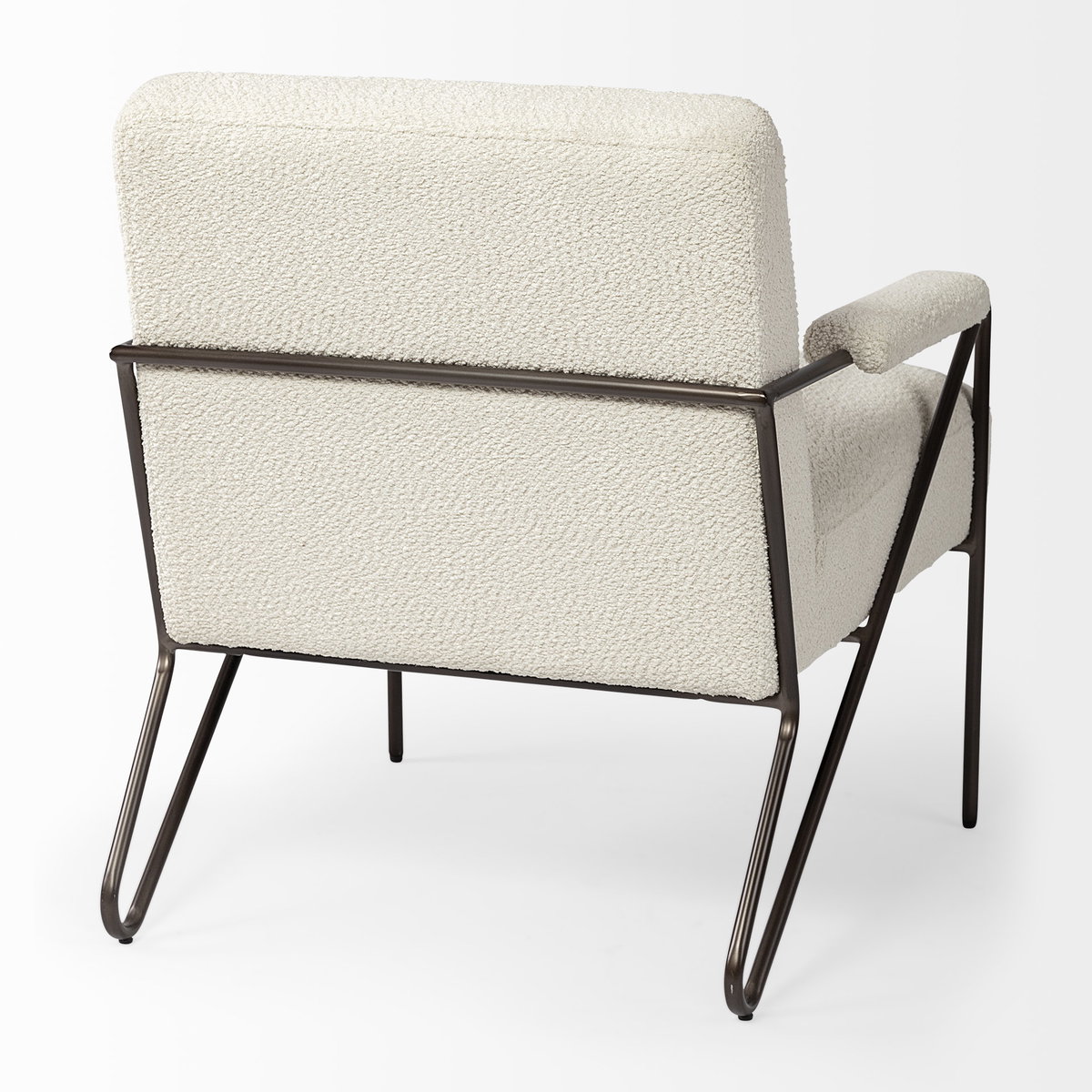 Vicunya Cream Fabric with Gun Metal Gray Metal Frame Accent Chair, by Mercana, 27.17" length x 30.71" width x 30.71" height View 10