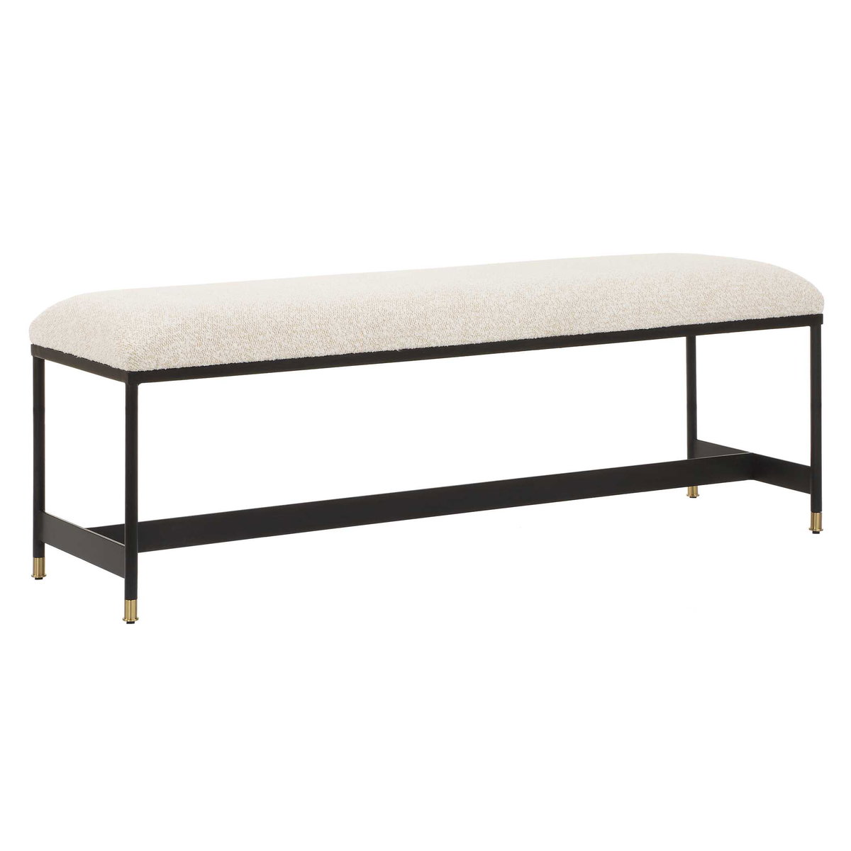 Halston Upholstered White Bench, Benche by Uttermost, 54" width x 19" height x 16" depth View 4