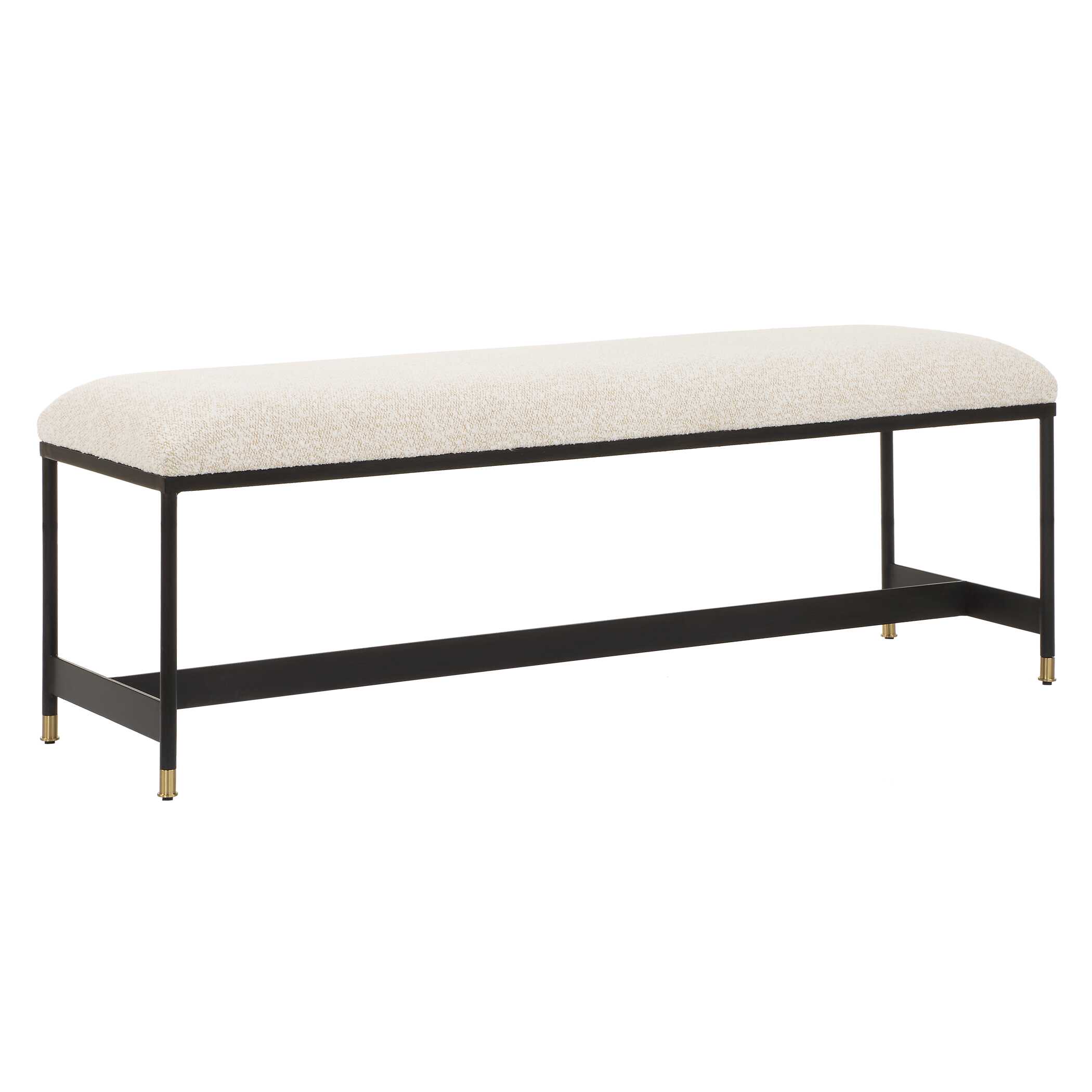 Halston Upholstered White Bench, Furniture by Uttermost, 54" width x 19" height x 16" depth View 4