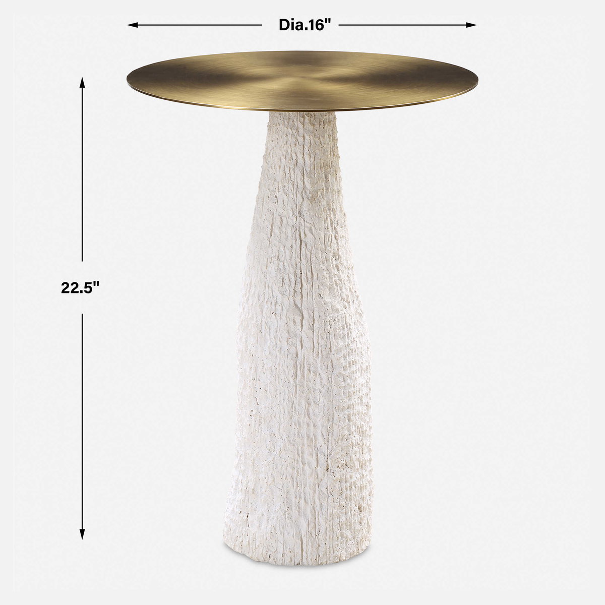 Hollen White Stone Accent Table, Side & End Table by Uttermost, 16" width x 22.5" height x 16" depth View 3