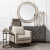 Reimer 15L x 15W Gold Round Glass Top with Metal Frame Accent Table thumbnail 1