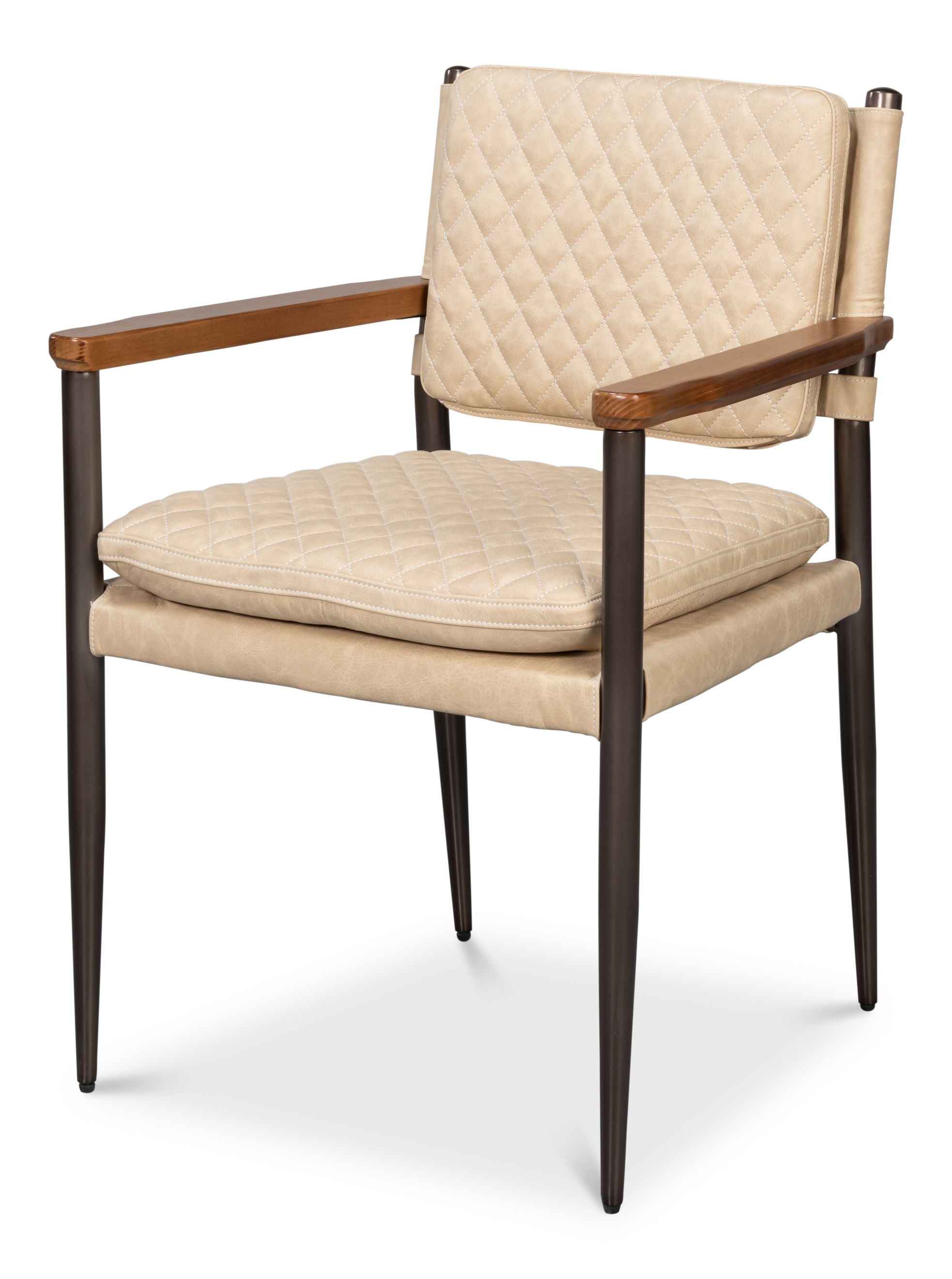 The Harley Chair, Cappuccino White Lthr, Seating by Sarreid, 23" length x 23" width x 33" height View 1