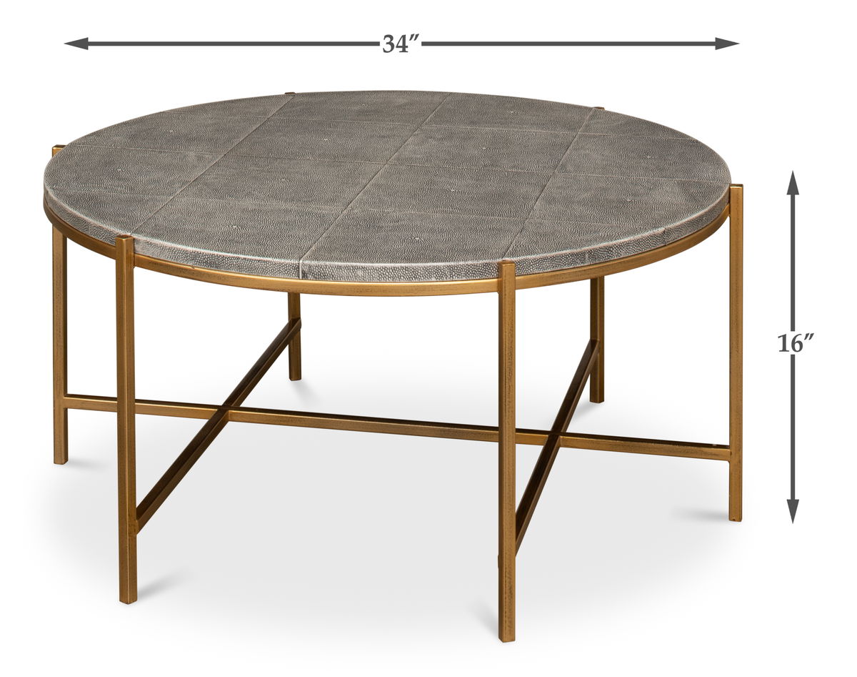 Grey Shagreen Coffee Table, by Sarreid, 2'10" length x 2'10" width x 1'4" height View 14