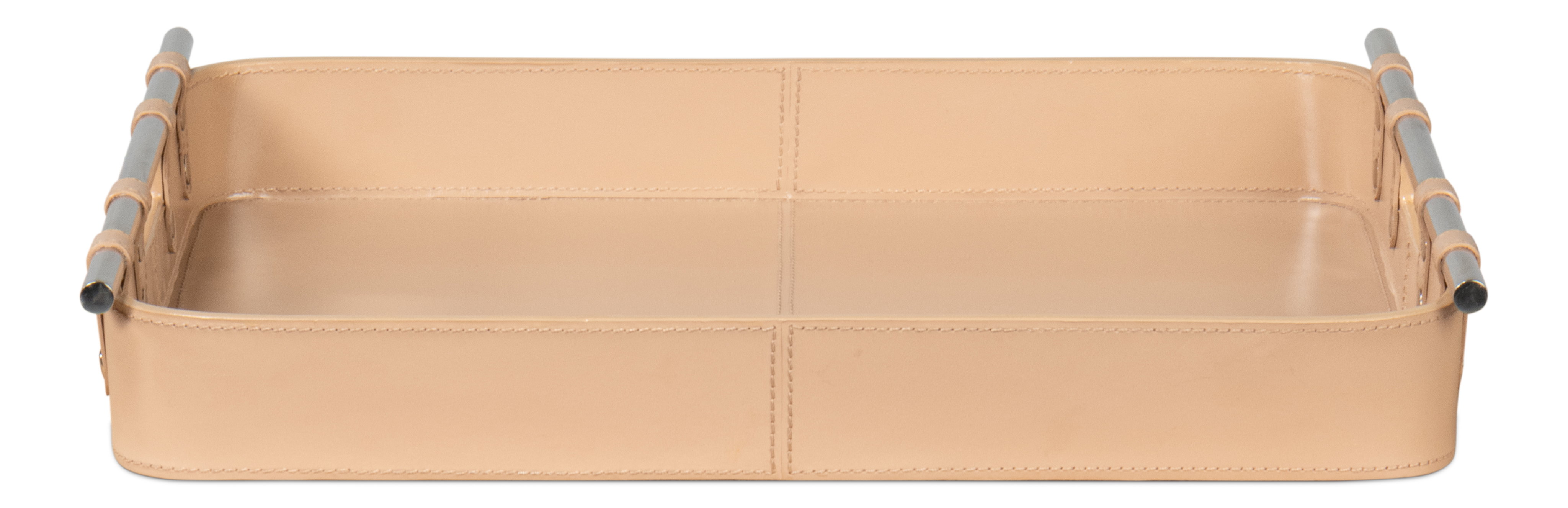 Safari Leather Tray, Mushroom, Decor by Sarreid, 19" length x 15" width x 2" height View 2