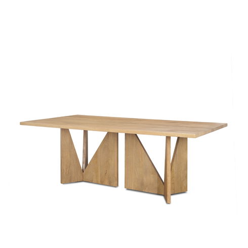 Tarro 84" Rectangular Light Brown Wood with Geometrical Base Dining Table