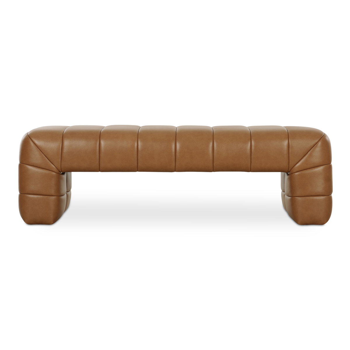 Verity Bench Tan Leather, Benche by Moe's Home, 60" width x 18" height x 20" depth View 1