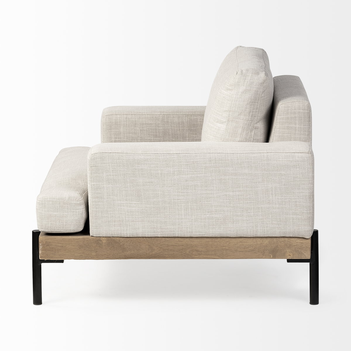 Colburne I Beige Fabric with Wood and Iron Frame Accent Chair, by Mercana, 40.55" length x 40.55" width x 32.28" height View 5