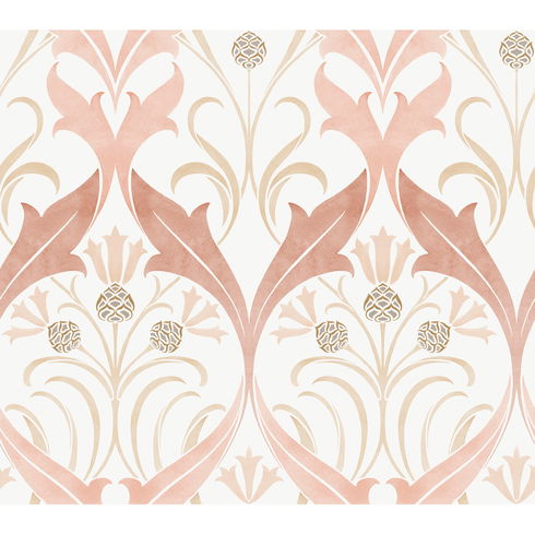 Pine Cone Ribbon Blush Wallpaper