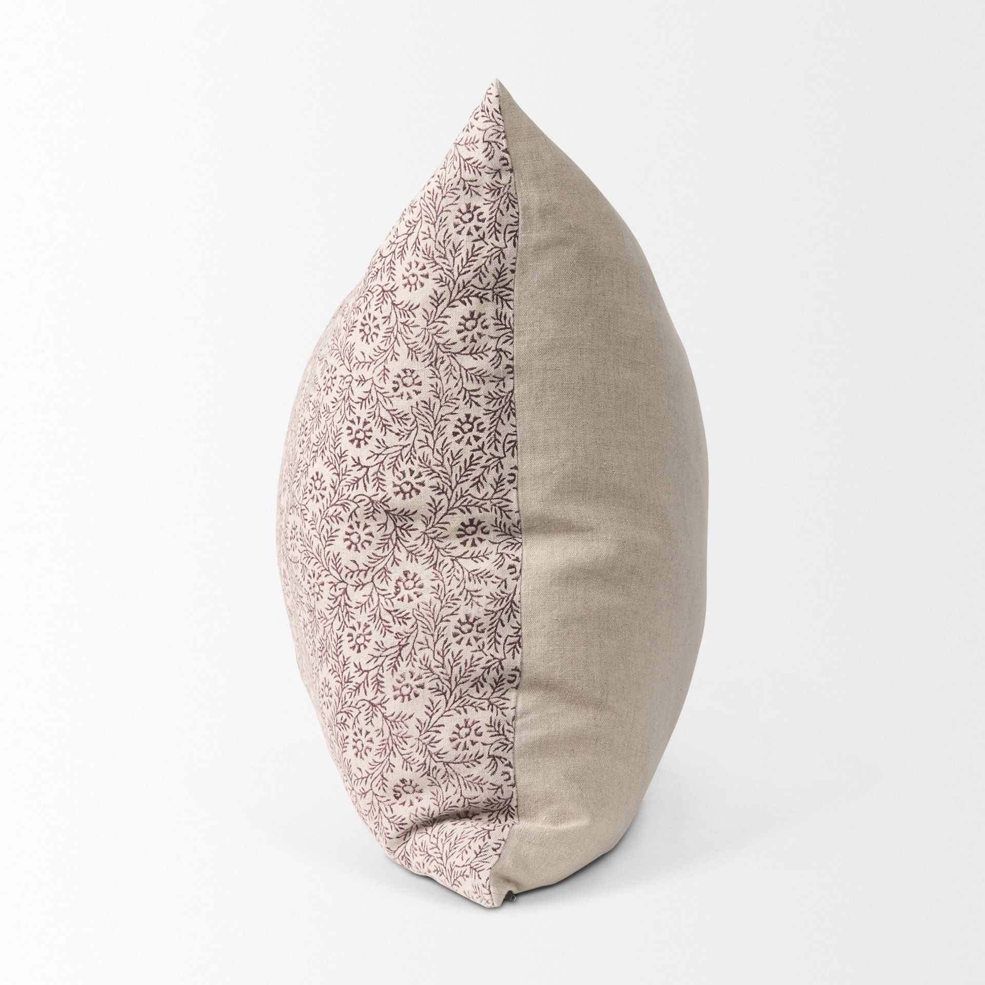 Jayne Beige with Merlot Print Linen Square Decorative Pillow Cover large image 