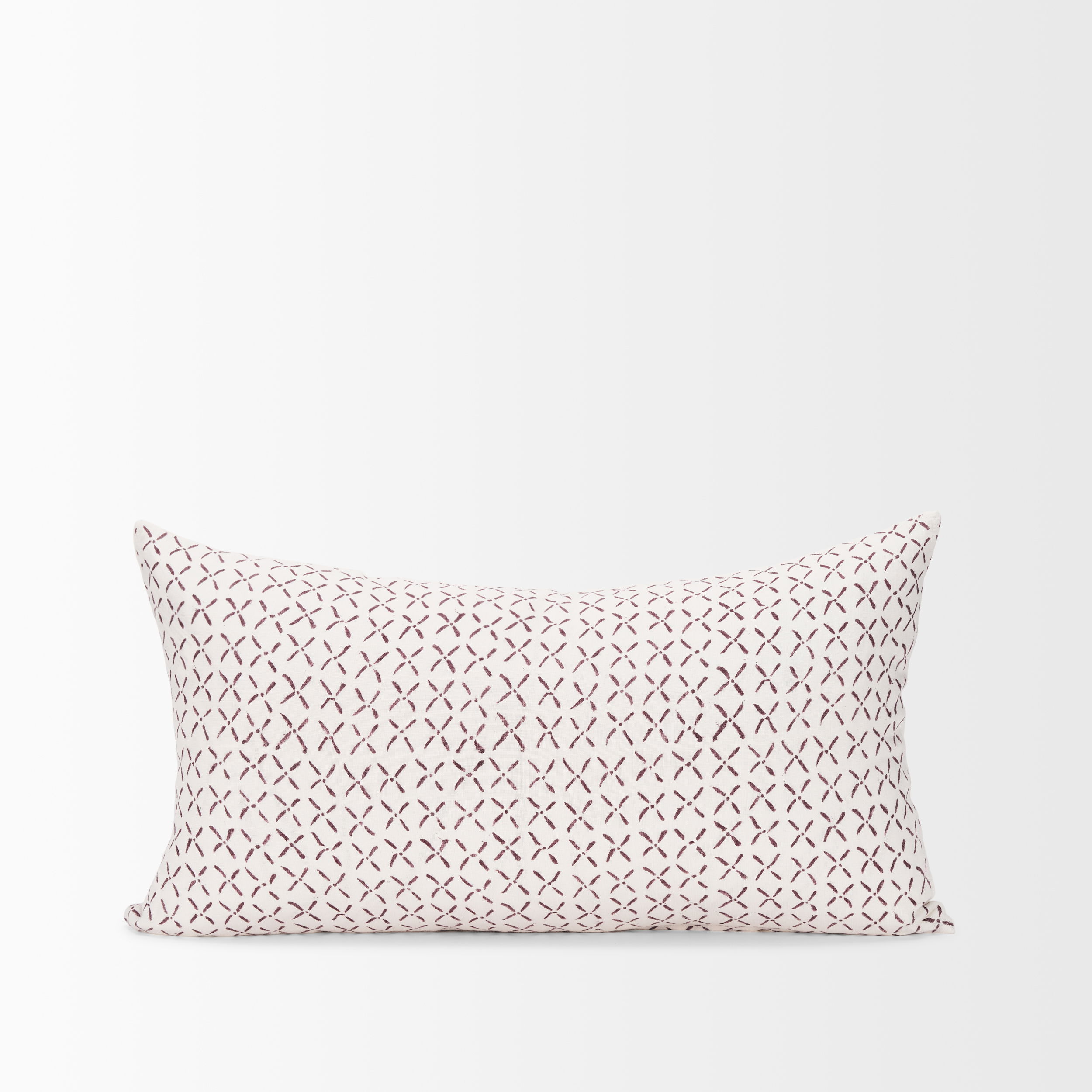 Jayden Cream with Merlot Print Linen Lumbar Decorative Pillow Cover large image 