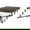Faye 34L x 34W x 17H Medium Brown Wood with Antique Nickel Metal Base Square Coffee Table thumbnail 0
