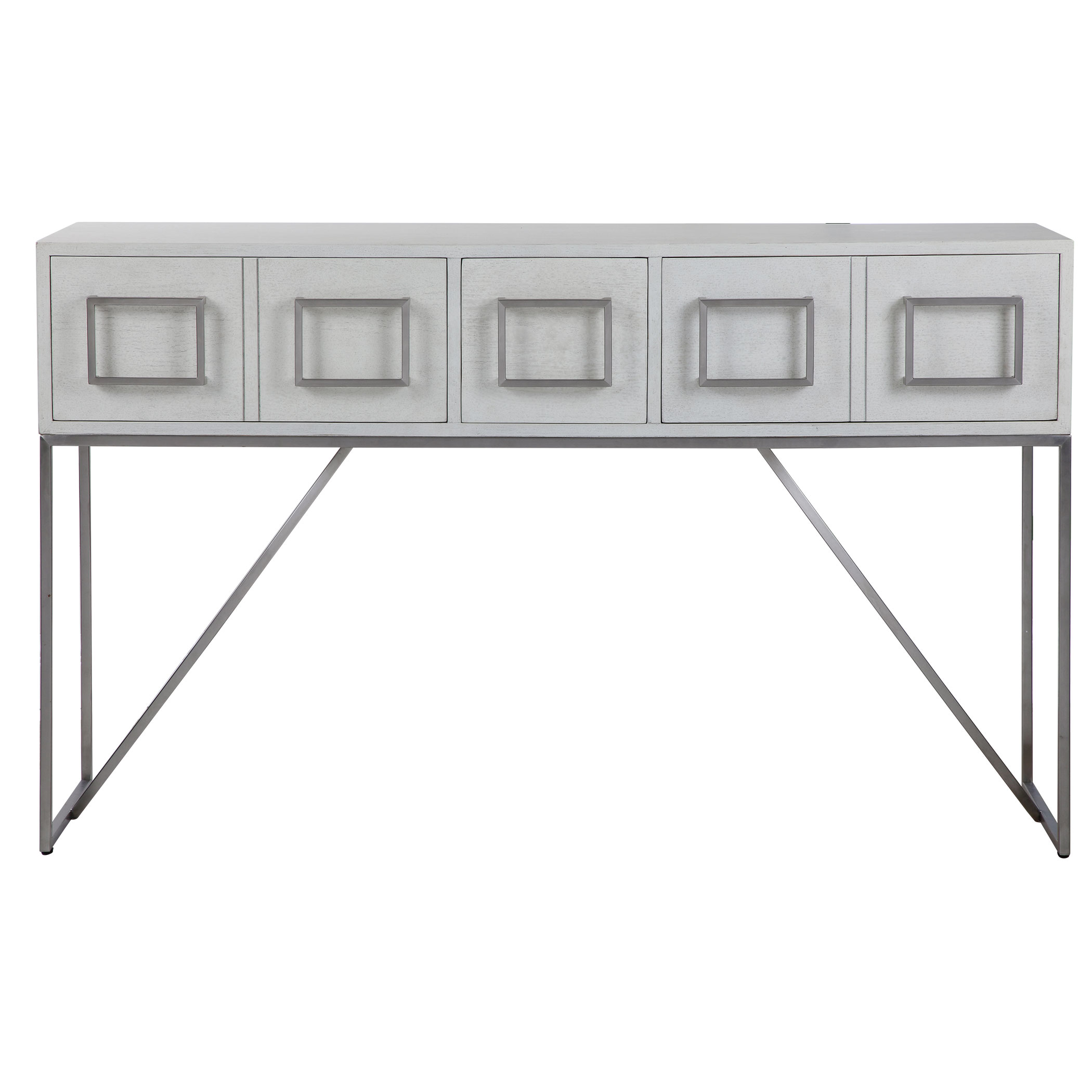 Abaya White Console Table, Furniture by Uttermost, 54" width x 32" height x 14" depth View 1