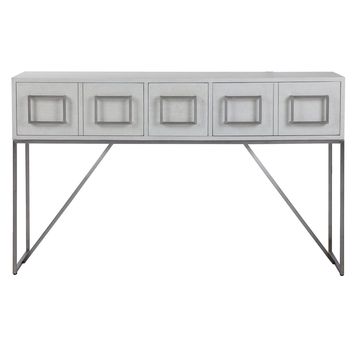 Abaya White Console Table, Furniture by Uttermost, 54" width x 32" height x 14" depth View 1