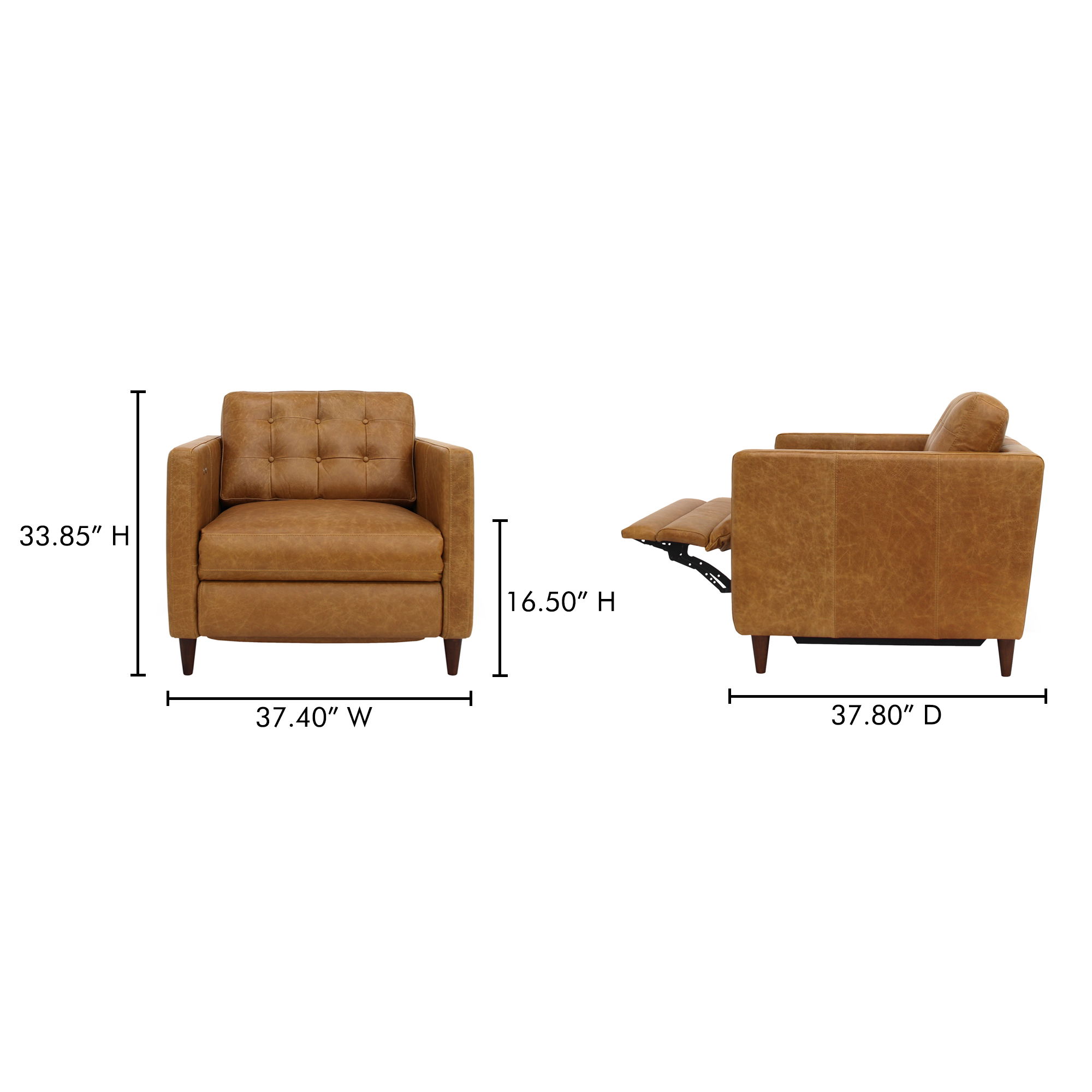 Bridgers Power Recliner Chair Tan Leather large image 