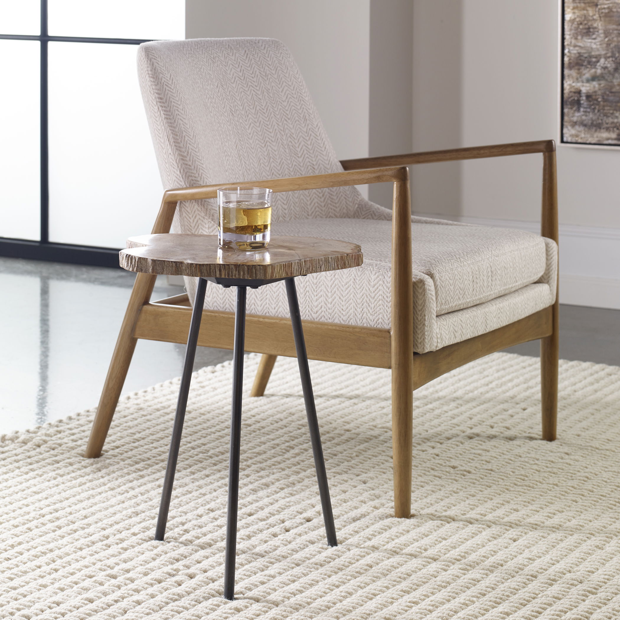 Mircea Petrified Wood Accent Table large image 
