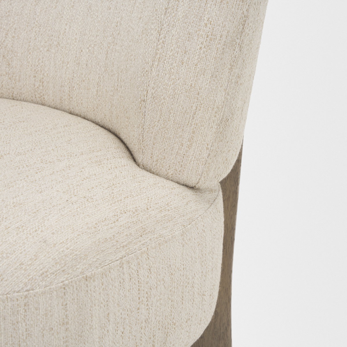 Vyra Dark Brown Wood with Cream Fabric Accent Chair, by Mercana, 26.97" length x 29.13" width x 27.55" height View 10