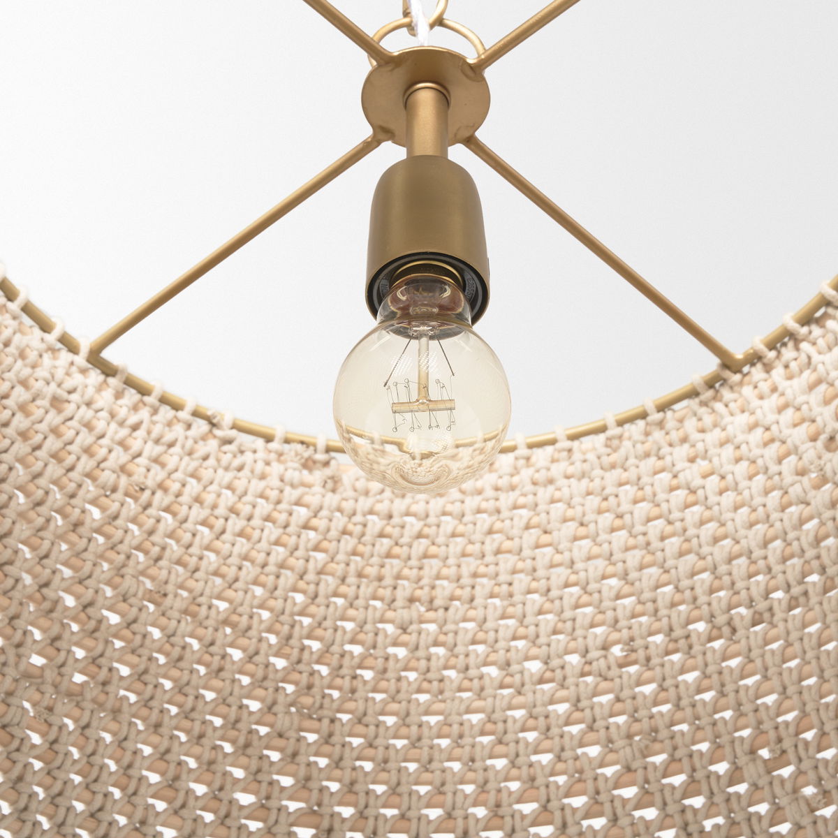 Tosha 1-Light Tapered Cotton Rope Drum Pendant, by Mercana, 24" length x 24" width x 13.5" height View 9