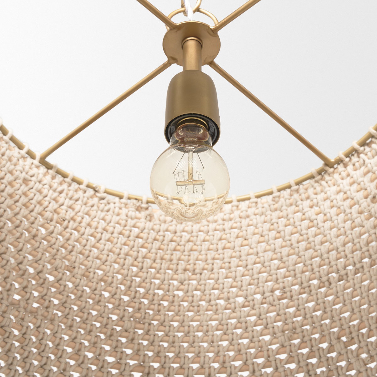 Tosha 1-Light Tapered Cotton Rope Drum Pendant, by Mercana, 24" length x 24" width x 13.5" height View 9