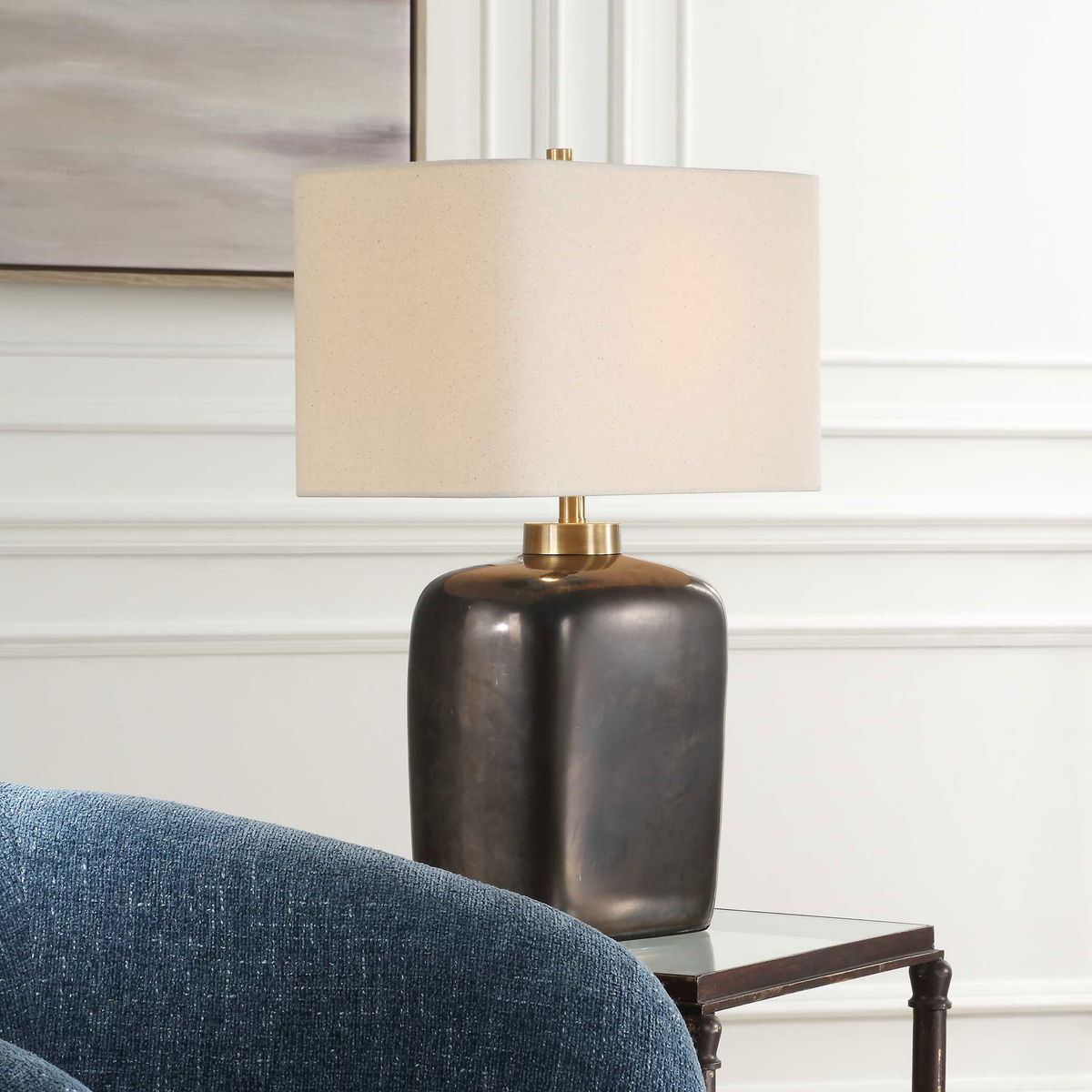 Quentin Dark Bronze Table Lamp, by Uttermost, 17" width x 25" height x 10" depth View 2
