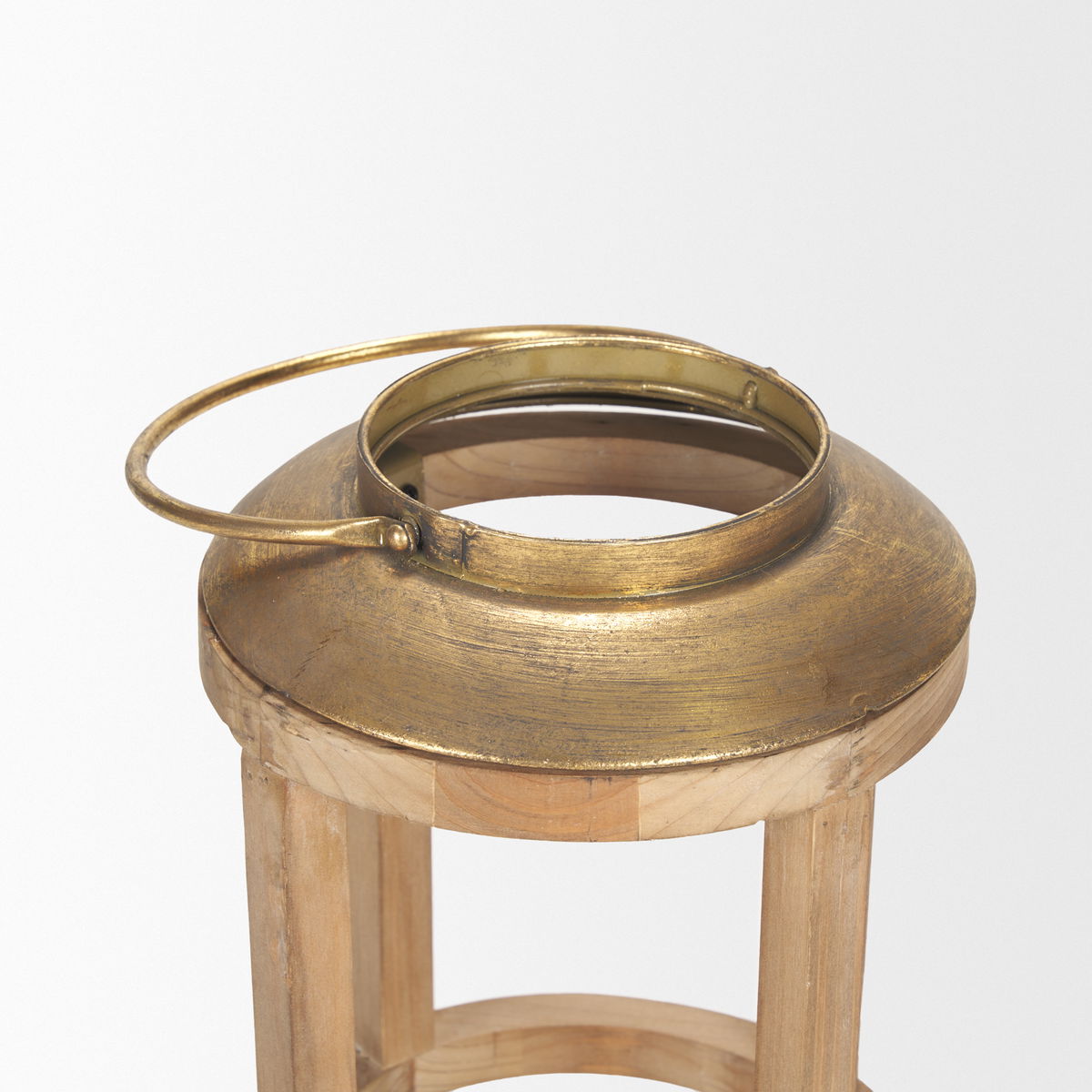 Andy II Small Natural Wood Cylindrical Lantern, Lighting by Mercana, 8.27" length x 8.27" width x 25.59" height View 7