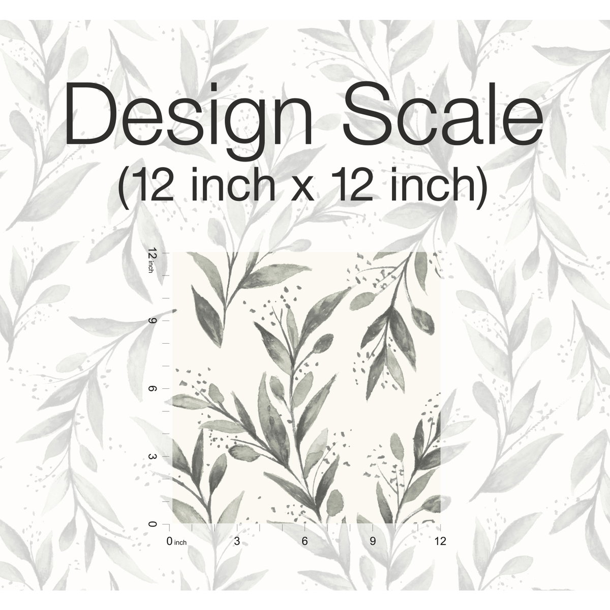 Olive Branch Charcoal Wallpaper, by York Wall, 33' length x 1'8.5" width x 0.02" depth View 3