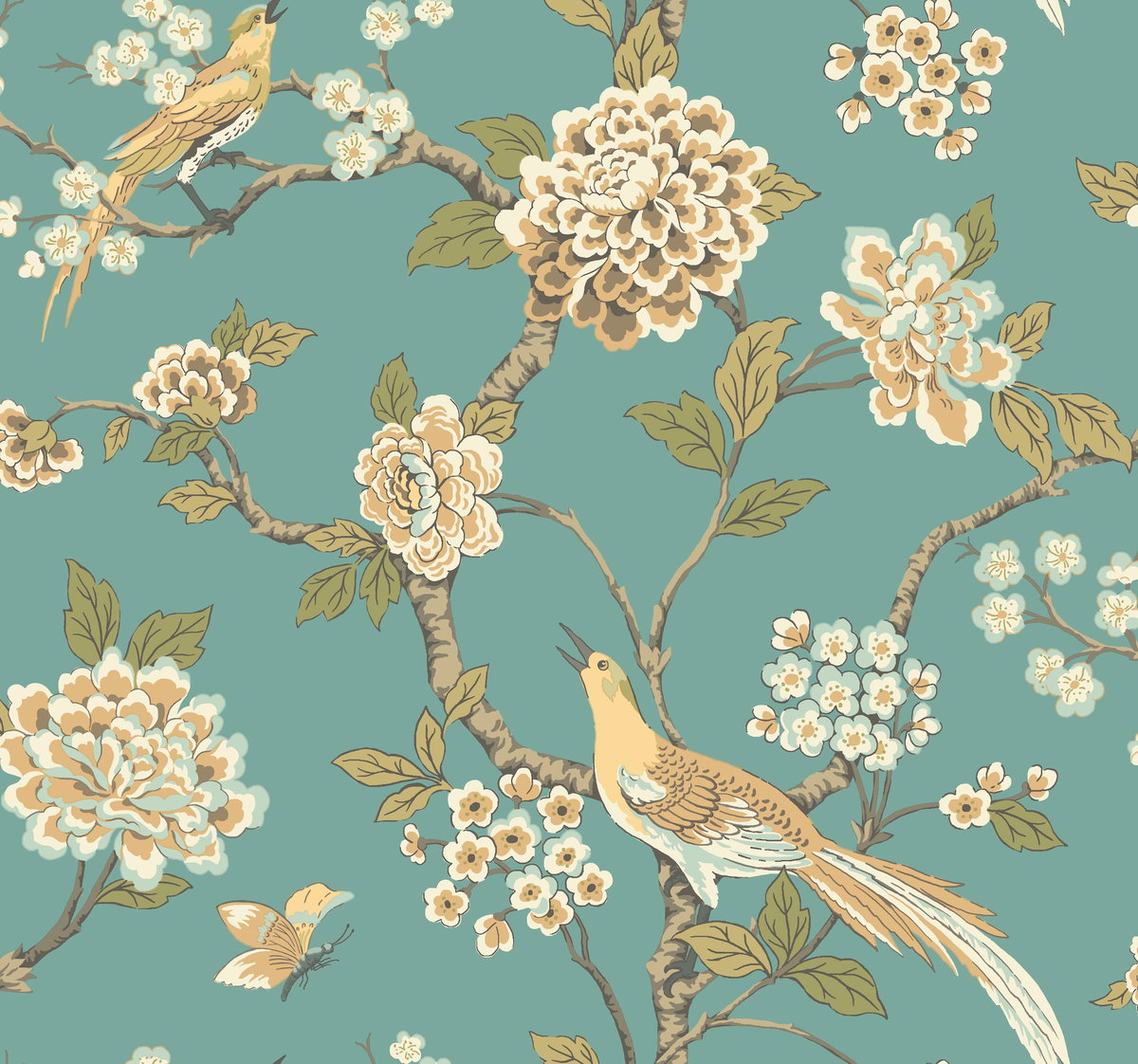 Fanciful Teal Wallpaper, by York Wall, 27' length x 2'3" width x 0.02" depth