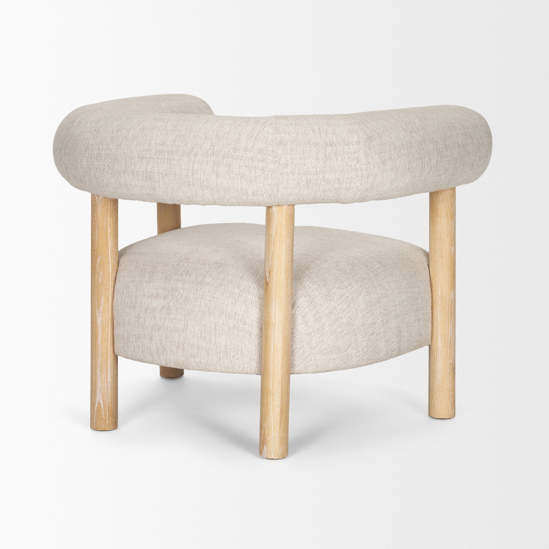 Gianna Open Back Light Brown Wood with Oatmeal Fabric Accent Chair, by Mercana, 37.4" length x 30.71" width x 28.35" height View 6