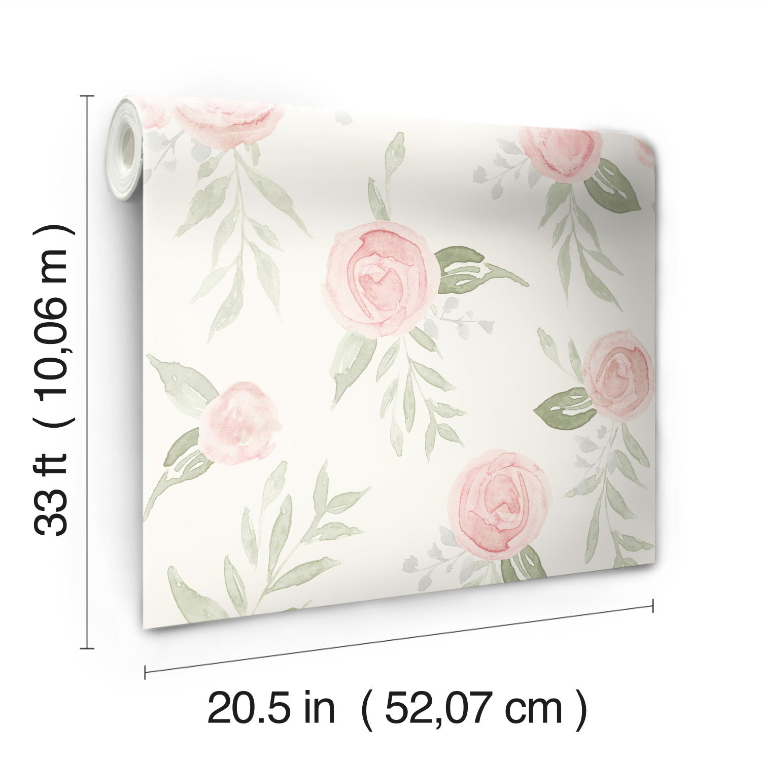 Watercolor Roses Coral Wallpaper large image 