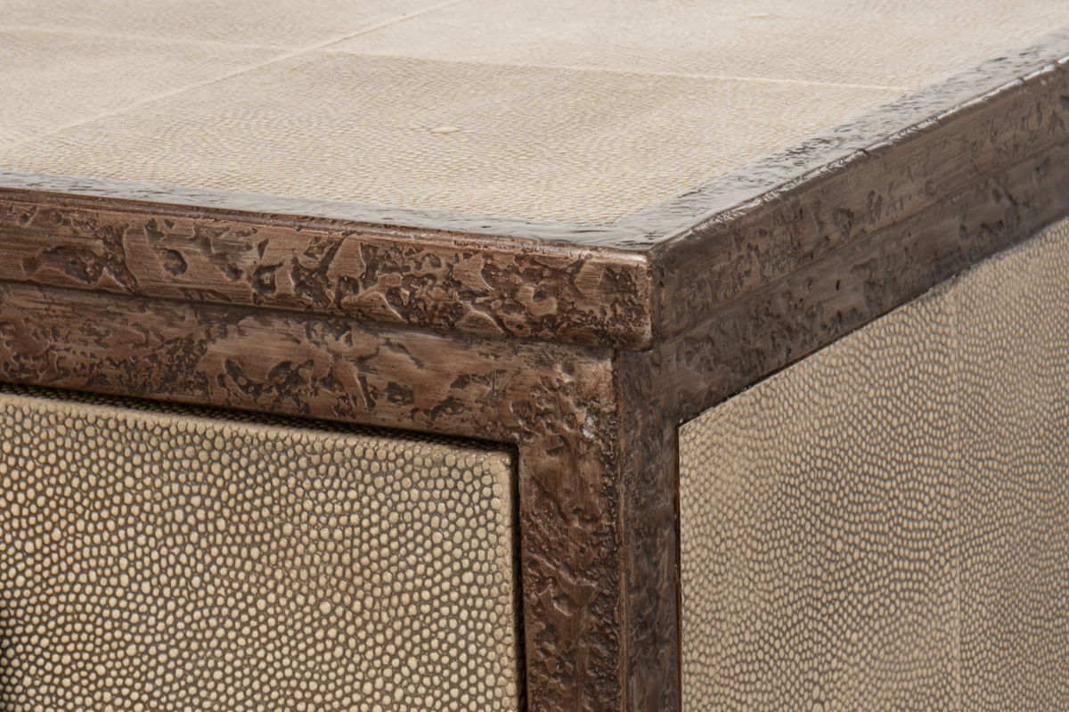 Roland Sideboard Shagreen Charcoal Grey, by Sarreid, 1'8" length x 3'4" width x 2'8" height View 6