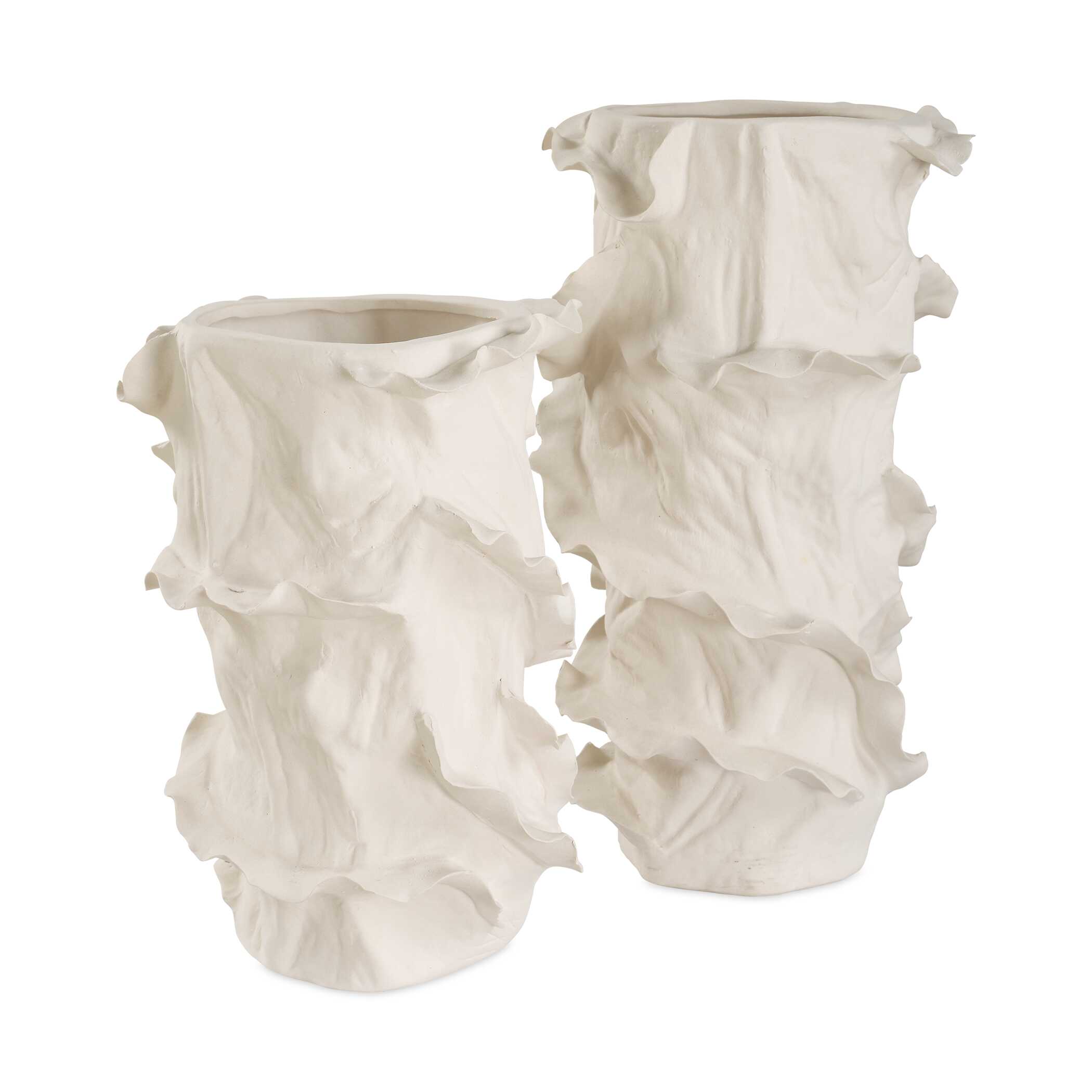 Ripple Crest White Vases Set/2 large image 