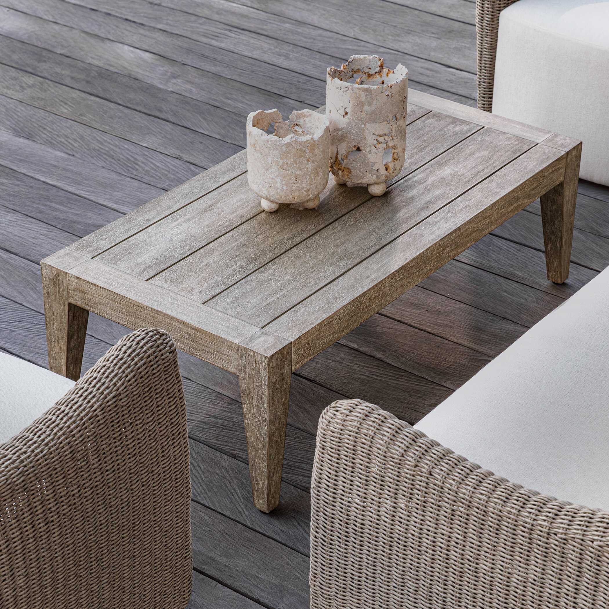 Kirkham Indoor-Outdoor Wood Coffee Table, Furniture by Uttermost, 48" width x 15" height x 24" depth View 3