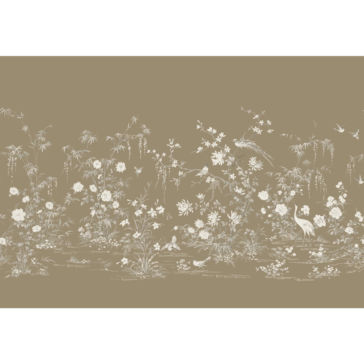 Flowering Vine Chino Brown Wall Mural, Wallpaper by York Wall, 10'2.4" length x 2'1.25" width x 0.02" depth
