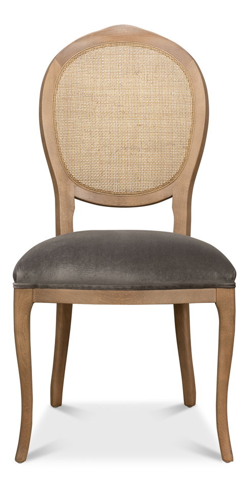 Oval Cane Back S/Chair, Drftwd,Charcoal