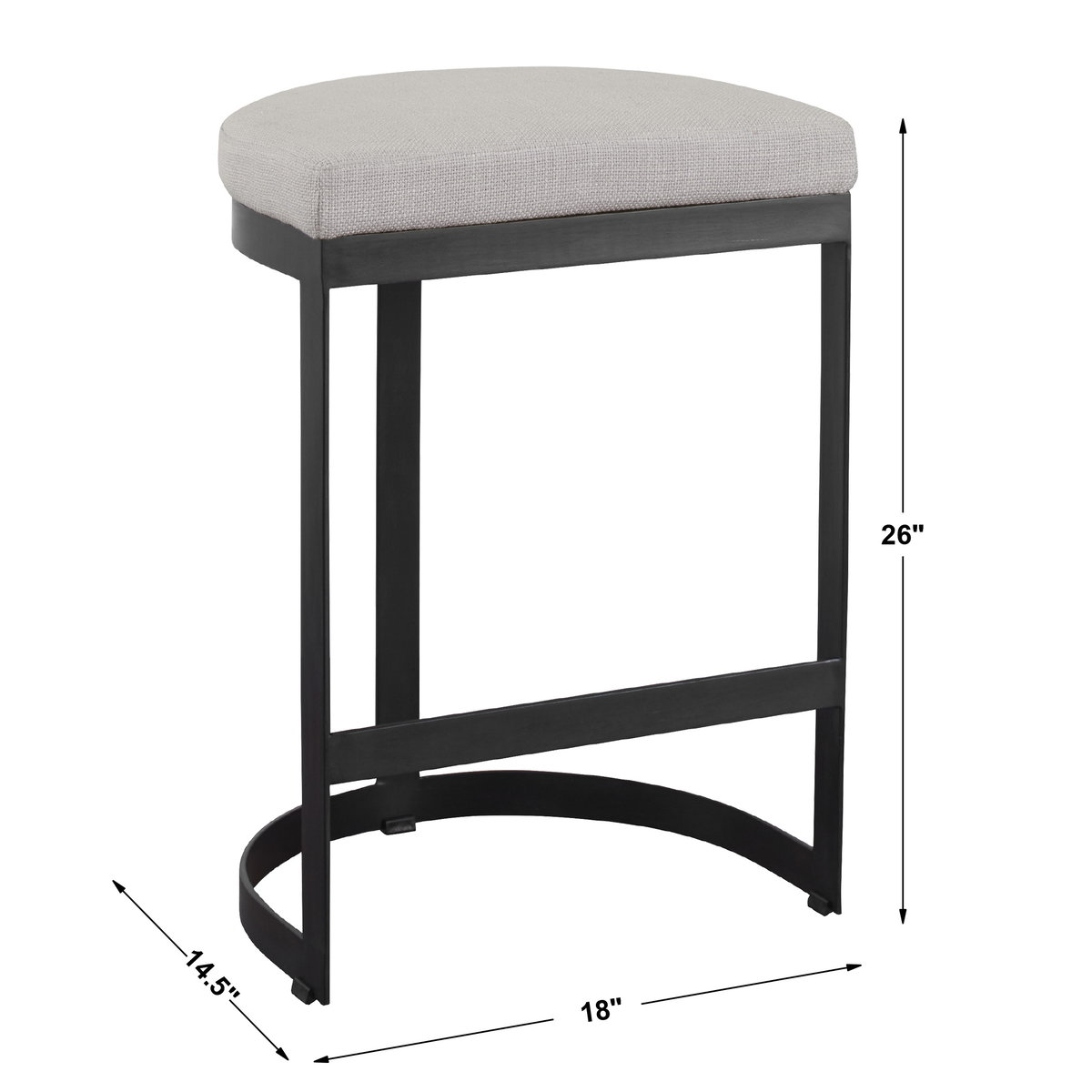 Ivanna Black Iron Counter Stool, Counter & Bar Stool by Uttermost, 18" width x 26" height x 14.5" depth View 3