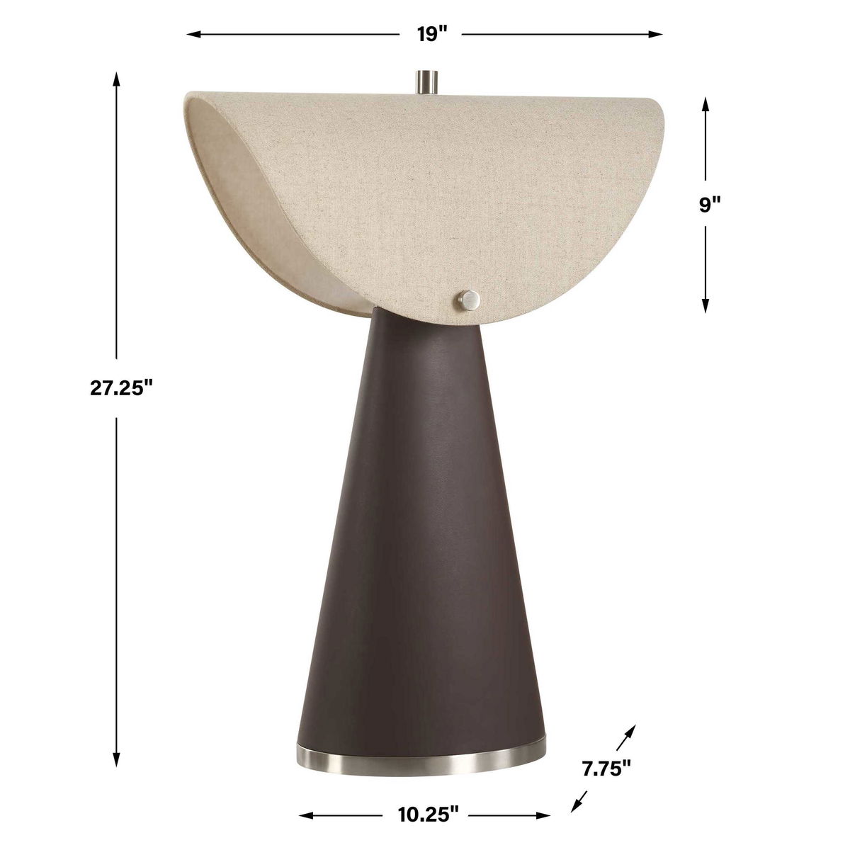 Conover Brown Modern Table Lamp, by Uttermost, 19" width x 27.25" height x 19" depth View 6