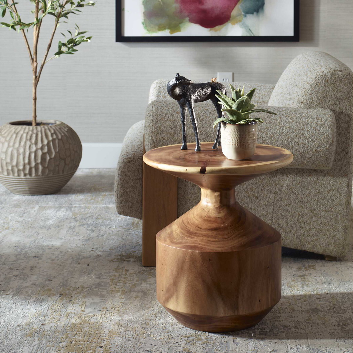 Lynx Hourglass Accent Table, Side & End Table by Uttermost, 17.5" width x 20" height x 17.5" depth View 4