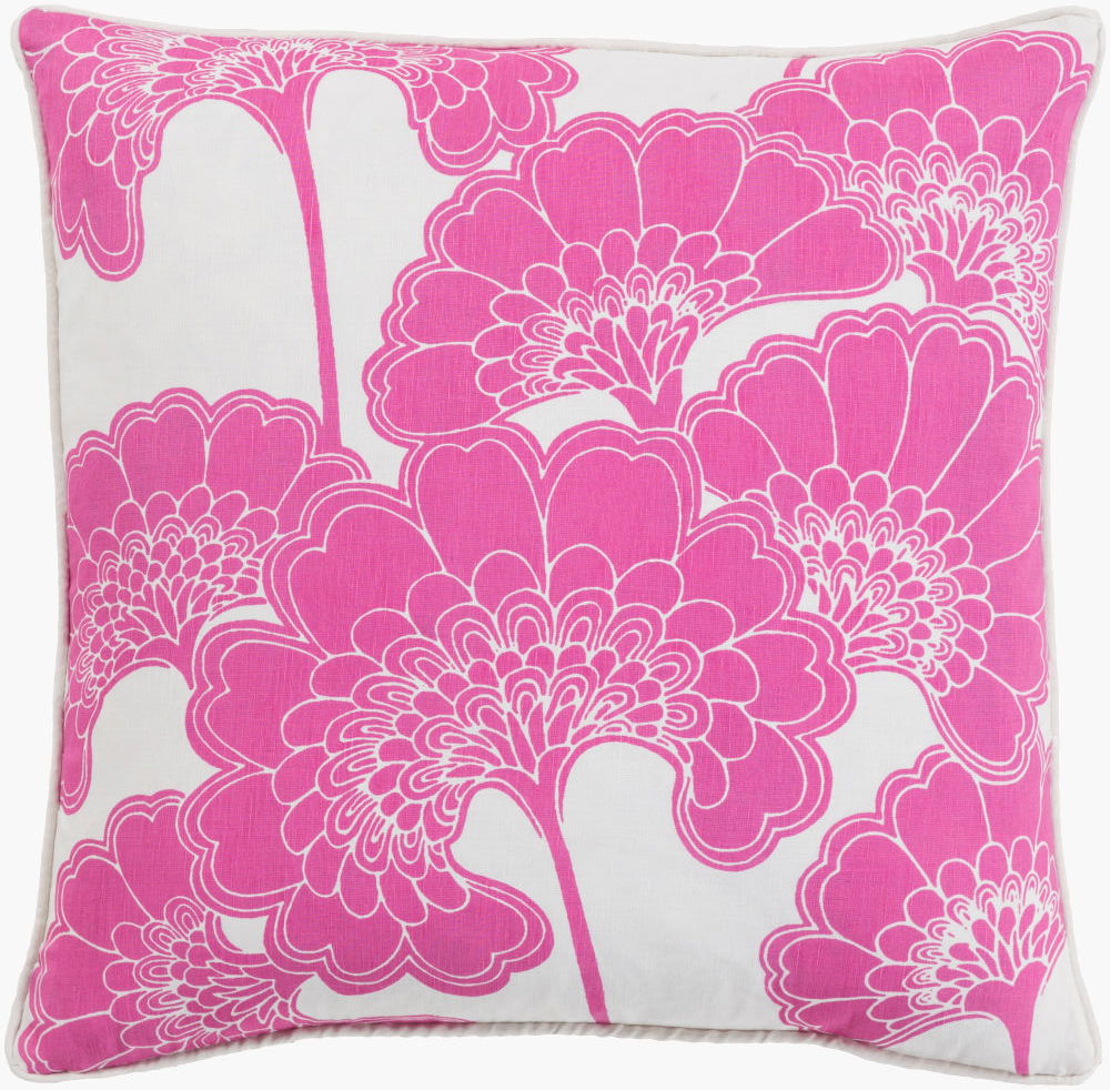 Japanese Floral Accent Pillow, Decorative Pillow by Surya, 18" length x 18" width