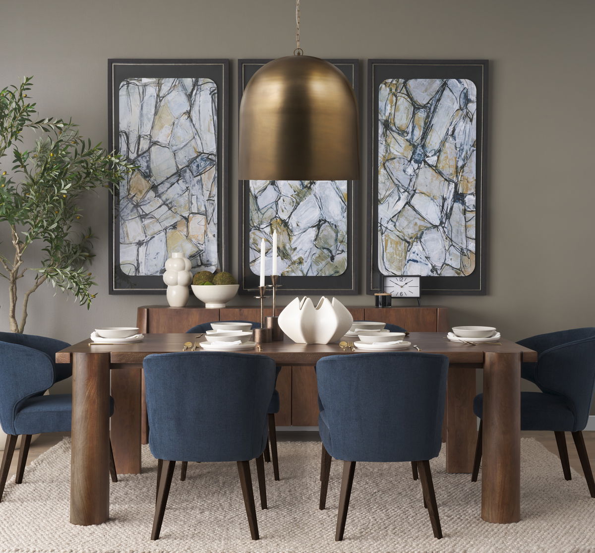 Sanne Antiqued Gold Metal with Silver Foil Large Pendant Light, by Mercana, 23.5" length x 23.5" width x 25.5" height View 2