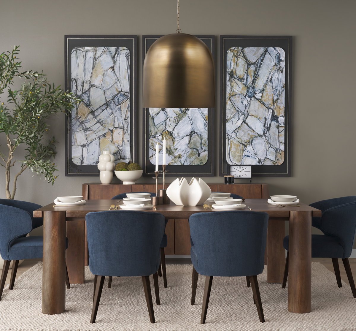 Sanne Antiqued Gold Metal with Silver Foil Large Pendant Light, by Mercana, 23.5" length x 23.5" width x 25.5" height View 2